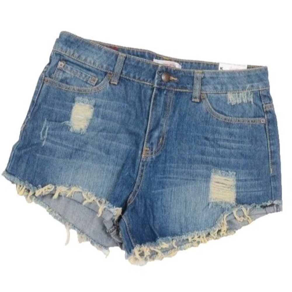 Y2K‎ ADAM LEVINE Denim Distressed Cut-off Shorts Blue Jean Junior 9/10 NEW